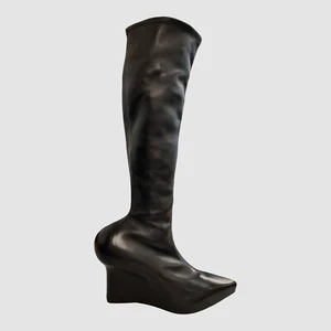 $1950 Givenchy Women's Black Leather Tall Knee Wedge Boot Shoe Size 39 - Picture 1 of 12