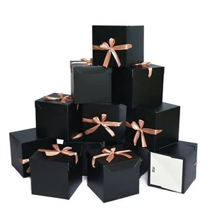 Black Squared Gift Boxes with Lids 6" x 6" x 6" Weddings Holidays 12 Pack - Picture 1 of 9