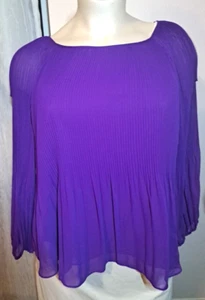 INC Concepts Purple Chiffon Top 1X Split Shoulder NEW NWT Pleated Pullover - Picture 1 of 6