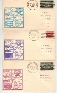 AIRMAIL 1ST FLIGHT 1948 SET OF 3 COLORS AMF HOUSTON TEXAS F34 DIFF DESTINATIONS - Picture 1 of 2