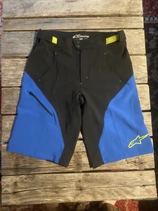 Alpinestars Pathfinder Mens Biker Shorts Black Royal Blue W32 Mountain Hiker - Picture 1 of 9