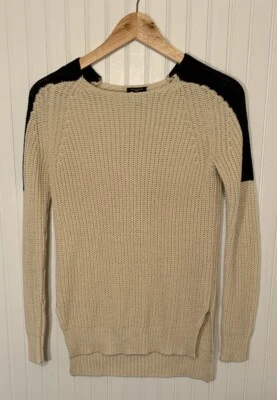 Ann Taylor size XS  Chunky  Knit Sweater pullover Black Ivory - Image 1 of 4