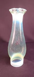 Outstanding 1880's Vaseline Opalescent Kero Oil Flat Body 2 1/2" Slip Chimney - Picture 1 of 6