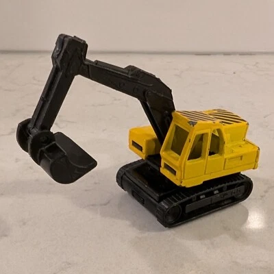 VTG 1990s Matchbox Atlas Excavator MB32 yellow black stripes 1:100 construction - Image 1 of 4