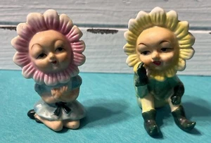 Estatuillas vintage de Japón con cara de flores antropomórficas estilo PY - Imagen 1 de 16