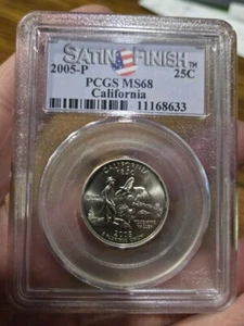 2005-P CALIFORNIA Statehood Quarter 25c - Philadelphia PCGS MS68 SATIN FINISH - Picture 1 of 2