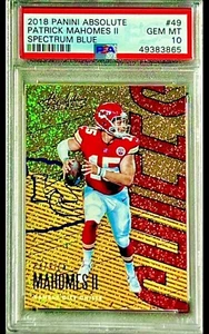 POP 43 PSA 10 Patrick Mahomes 2018 Absolute Spectrum Blue Shimmer Sparkle Holo - Picture 1 of 3