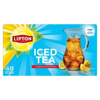 Bolsas de té descafeinadas de té negro helado tamaño familiar Lipton 48 quilates Foto 1 de 4
