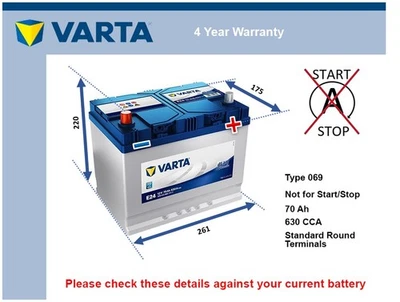 Battery fits TOYOTA RAV4 YARIS HILUX YARIS VERSO LAND CRUISER PRADO 069 - Image 1 of 4