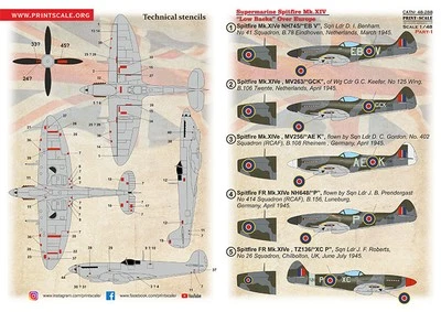 Print Scale Decals 1/48 SUPERMARINE SPITFIRE Mk.XIV Low Backs Over Europe Part 1 - Image 1 of 2