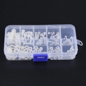 150 pcs White Nylon Nylon Screw Nut Washer Assortment Kit - Picture 1 of 12