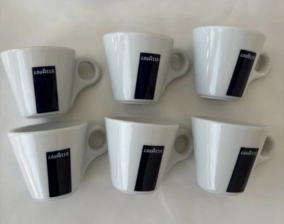 6 Taza Lavazza Espresso Porcelana Café Demitasse 2" Azul Logo Tazze Caffe Foto 1 de 4