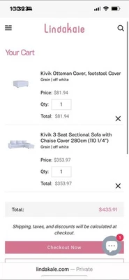 Sofá Kivik ikea (sofá seccional de 3 plazas con chaise + otomana). off white Foto 1 de 4