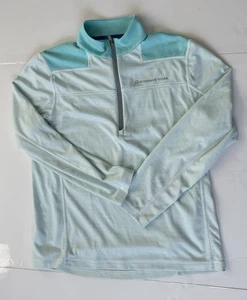 Pullover Vineyard Vines 1/4 Cremallera Para Hombres M Rendimiento Ropa Activa Cuello Simulado Azul - Imagen 1 de 6