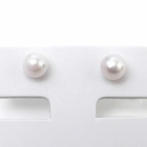 K14WG White Gold Earrings Pearl Approx 5.0mm about 5.1mm 0.6g Women Used KOER-0 - Picture 1 of 4