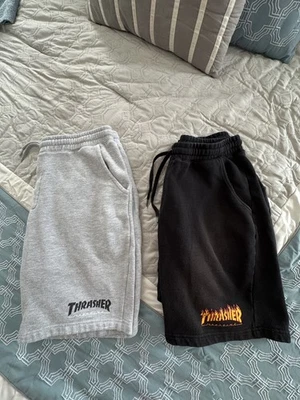 Шорты потовые журнал Thrasher Flame P.E. Черный серый 1 новый 1 б/у - Изображение 1 из 4