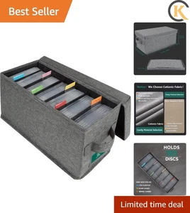 CD Storage Box with Lid, Practical Case Holder Organizer with Index Labels, 1... - Picture 1 of 8