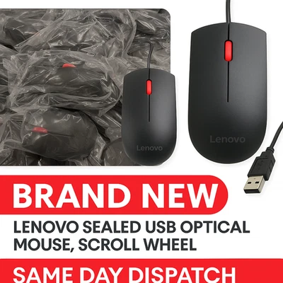 Job Lot 10-200X Brand  NEW Lenovo Sealed USB Optical Mouse, Scroll Wheel - Image 1 of 4