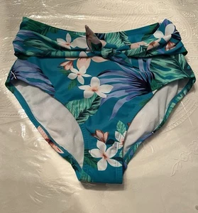 KONA SOL TROPISCHES BLUMEN BIKINIUNTERTEIL GRÖSSE SMALL HOHE TAILLE MIT BINDEBAND NEU OHNE ETIKETT - Bild 1 von 14