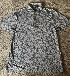 Camicia 7 Diamanti Uomo Grande Stampa Paisley 4 Vie Elasticizzata Performance Bottoni - Foto 1 di 4