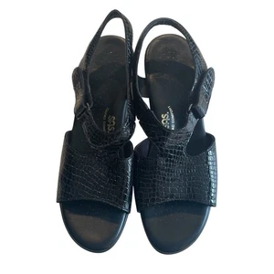 SAS Tripad Comfort Suntimer Sandals Black Patent Croc Slingback Strap Sz 11 - Picture 1 of 7