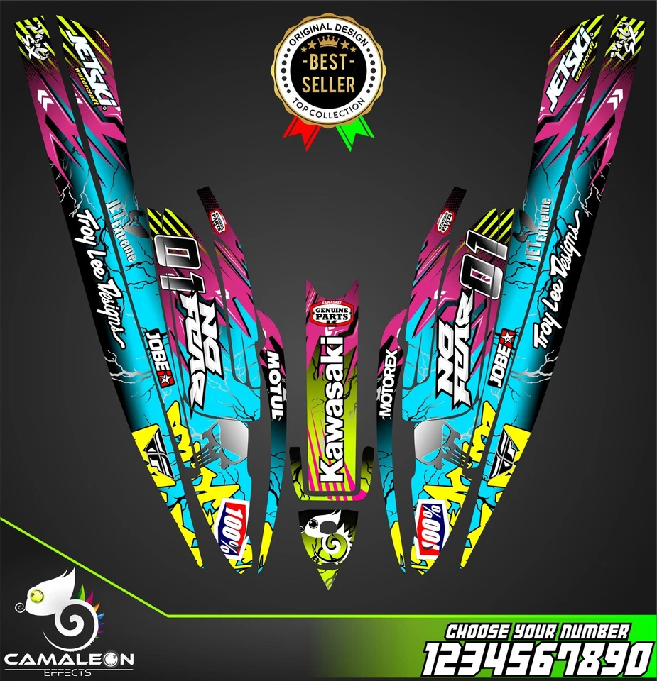 Jet Ski Graphics Kit Decals Wrap For Kawasaki 750 SX 1992-1998 stickers - Image 1 of 1