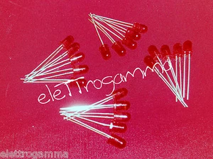 20pz LED ROSSO 5 mm luce diffusa tradizionali standard - Foto 1 di 1