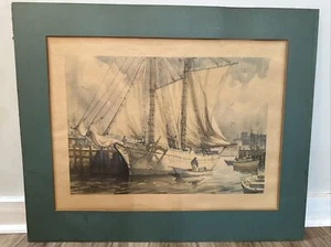 Gordon Grant Watercolor Art Painting Nautical Ships Boats Lithograph Signed - Picture 1 of 11