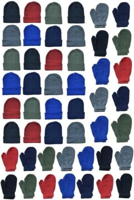Paquete de 24 juegos de kit de gorro y guantes para niños Yacht & Smith al por mayor Foto 1 de 4