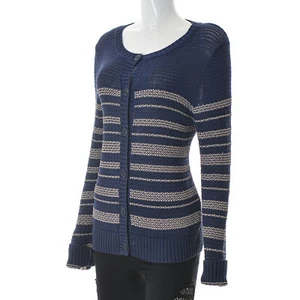 Marc O'Polo Women Cardigan Sweater Size L Dark Blue Scoop Neck Cotton Blend - Picture 1 of 7