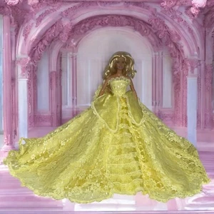 The Sunshine Princess - Unique Handmade Bright Yellow Ball Gown for Dolls - Picture 1 of 14