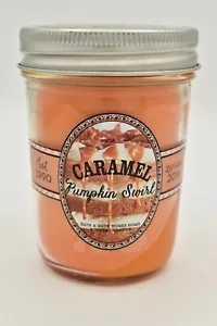 Bath & Body Works Candle CARAMEL PUMPKIN SWIRL 6 oz Jelly Jar 2014 RARE Design - Picture 1 of 12