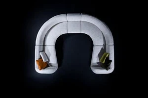 Halbrundes Wohnzimmer U-Form Sofa Designer Möbel Textil Ecksofas Stilvoll - Bild 1 von 12