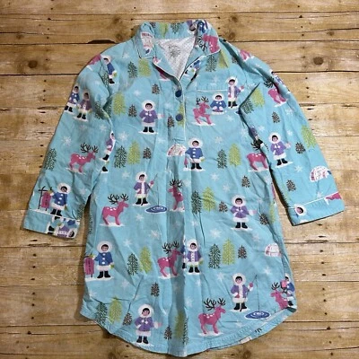Nick & Nora Blue Eskimo Flannel Nightgown Sleep Shirt L Long Sleeve Pullover - Image 1 of 4