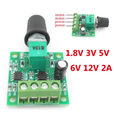 DC Motor 1.8V 3V 5V 6V 12V PWM Speed Controller 2A Potentiometer Knob Switch TU