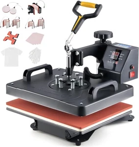 CREWORKS 30x38cm Heat Press Machine, 8 in 1 Swing Away Shirt Printing Machine - Picture 1 of 14