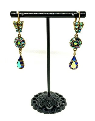 Preciosos Pendientes Michal Negrin Cristal Azul Elegantes. Foto 1 de 4