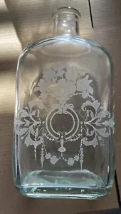 Vintage Stafford Etched Medicine Apothecary Glass Bottle Made In Portugal - Picture 1 of 4
