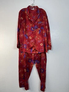 Morgan Taylor Intimates Red Floral Pajama Set Size 1X Long Sleeve & Pants - Picture 1 of 7