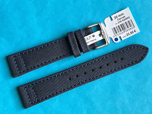 Uhrband Eulit Canvas Leder 20 mm blau Ersatzband Band Strap Uhrenarmband