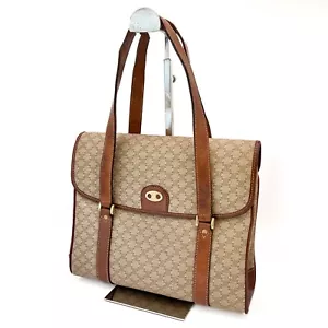 CELINE Macadam Shoulder Bag Hand Bag PVC Leather Beige Triomphe purse Authentic - Picture 1 of 23