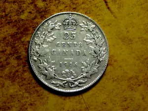 Kanada Original 1916 Edward VII Nice+ 25 Cent Silbermünze R2 - Bild 1 von 2
