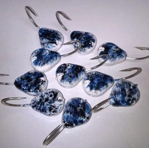 10 TOG BLACKFISH JIGS WHT BLUE BLK 5/0 2X STRONG MUSTAD STEEL HOOKS Tautog Jig - Bild 1 von 2