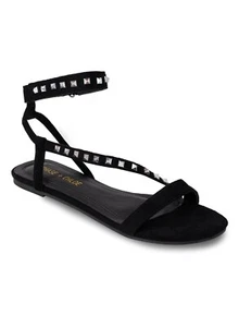 Damen Riemchen flache Sandalen mit Nieten Knöchelriemen - trendy und bequem - Bild 1 von 3