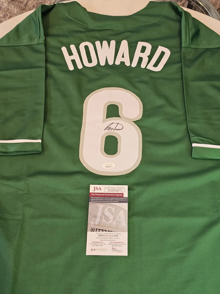Ryan Howard Autographed/Signed Jersey JSA COA Green Custom Jersey  - Image 1 of 4