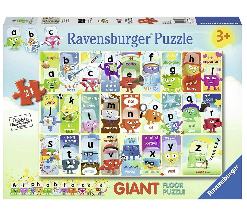 RAVENSBURGER PUZZLE DA PAVIMENTO 24 Pz. 3+ ANNI ALFABETO ALPHABLOCKS PUZZLE - Immagine 1 di 2