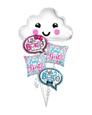 Globos reveladores de género, niño o niña, es una fiesta, globos nubosos, Hola Bebito ( Foto 1 de 4