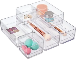 Drawer Organizer Bins 6 pc Set, Multi-size, Bathroom Organizers Storage,Makeup - Picture 1 of 12