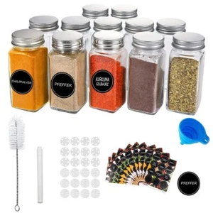 Vorratsgläser Set mit Deckel Gewürzgläser Aufbewahrung Glas 120 ml 12 Stück - Bild 1 von 8