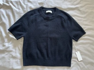 MAGLIONE Abercrombie & Fitch 100% CASHMERE girocollo manica corta nero XS - Foto 1 di 11